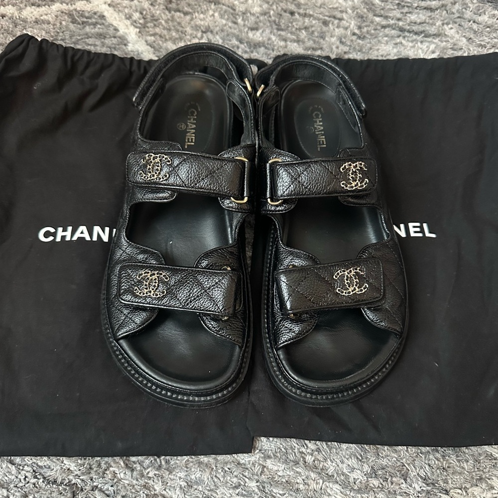 Chanel Black Sandals with Logo